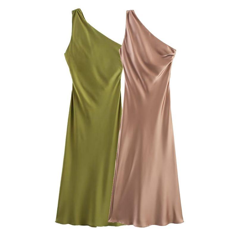 Araltay New Arrival Fashion Style Women's Clothing Fashion All-Match Casual Minimalist Asymmetric Silk Satin Texture Dress