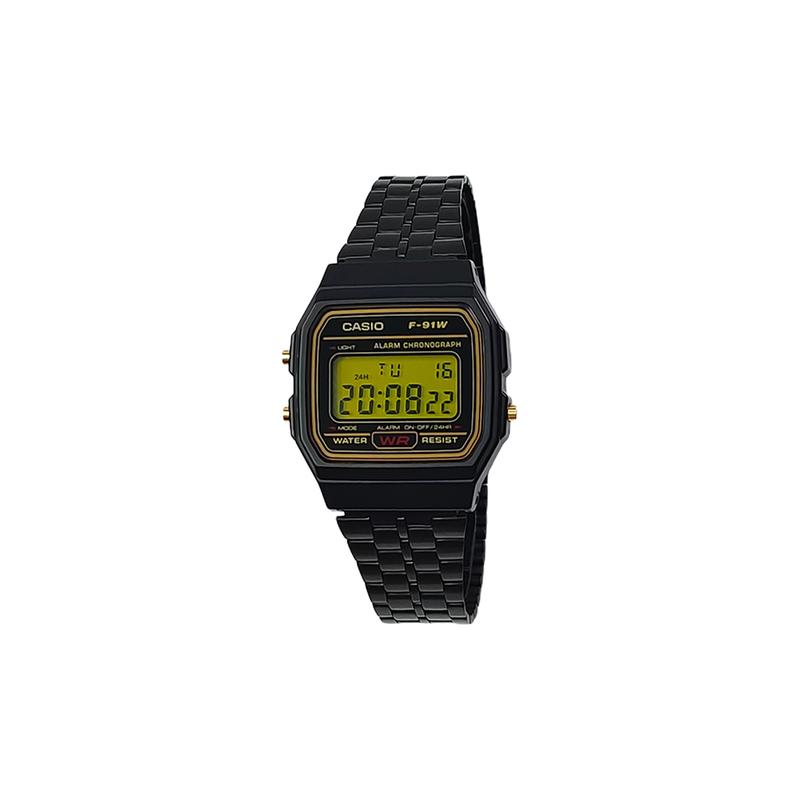 CASIO Customized watch modified series yellow mirror black resin case life waterproof F-91WG-9 modified-Steel Hive Quar F-91WG-9