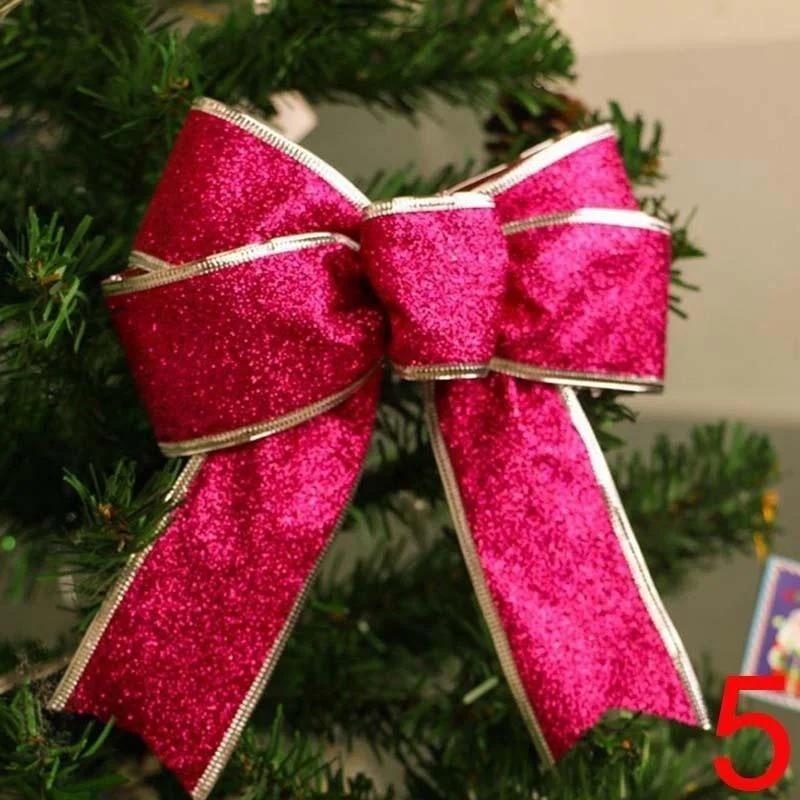 

Christmas Glitter Bow Decoration Christmas Tree Bow Hanging Decoration Creative Home Holiday Party Multi-color Bow Decoration ярко-розовый