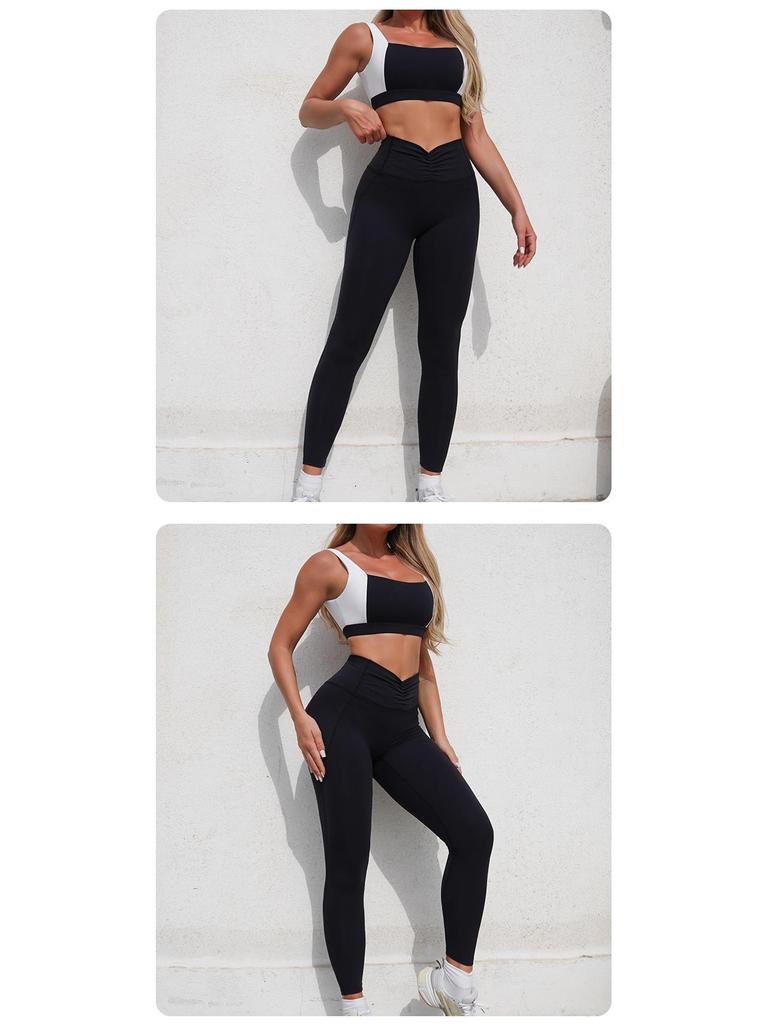 Cross-Border High-Waist Yoga Set: Quick-Dry Sports Bra & Long Pants
