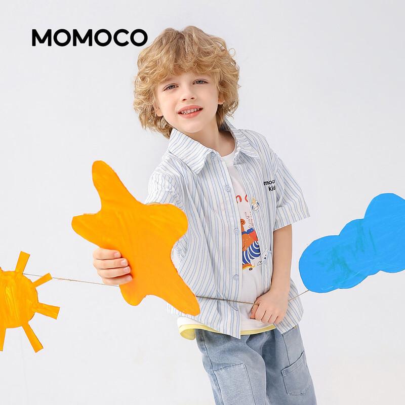 MOMOCO Boys' Short Sleeve Stripe Casual Shirt
