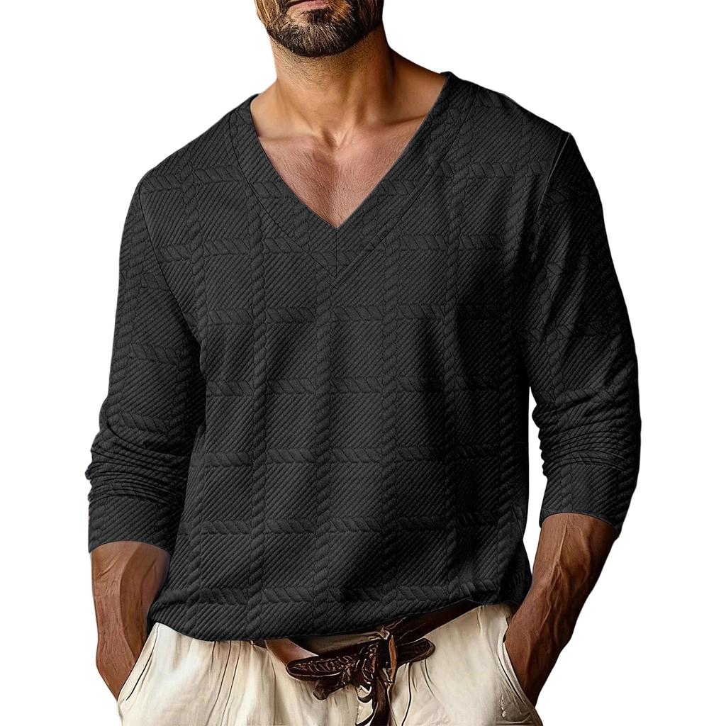 Men's  V-Neck  Leisure  Sports  Long  Sleeves  Upper  Garment