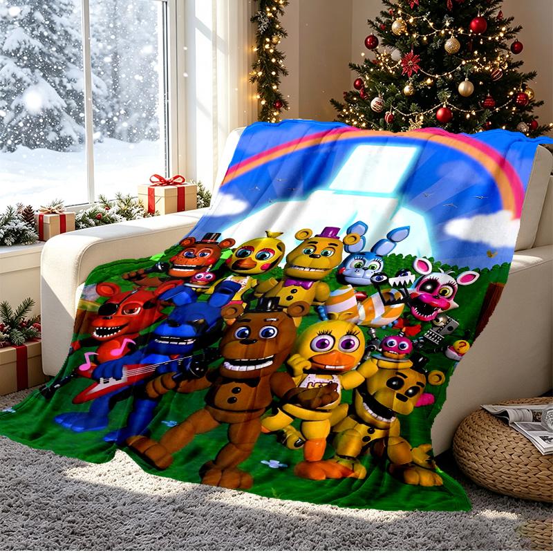 Five Nights At Freddy's Pattern Blanket for Home Decoration, Bed, Sofa, Car Travel, Camping, Suitable for All Seasons, Birthday Christmas Gift