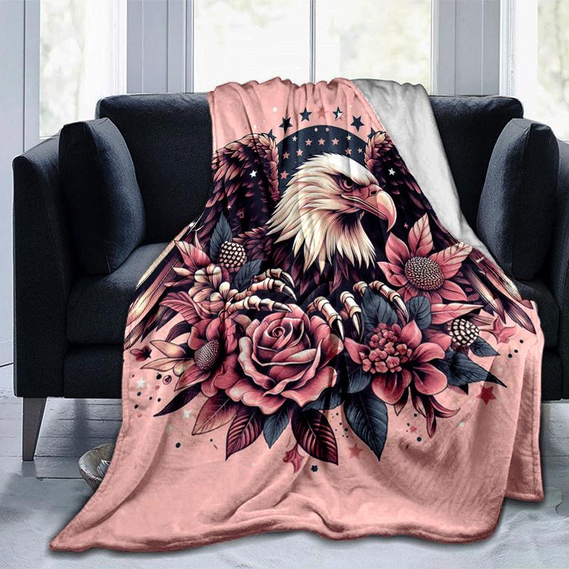1pc Eagle Printing Lightweight Flannel Blanket, Comfortable and Warm Blanket, for Camping Sofa Bed and Couch Office, in All Seasons