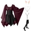 Women Fashion Long Sleeve Vintage Dress Cosplay Party Evening Night Formal Dress
