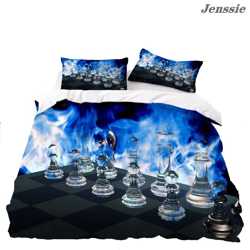 

Черно-белый шахматный 3D-печатный комплект постельного белья, пододеяльник для взрослых, роскошное одеяло с наволочкой 70x133cm 2pcs