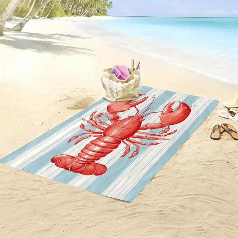 Vintage Red Lobster Nostalgic Beach Towel, Soft Microfiber for Swimming Travel Camping