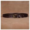 Womens Genuine Leather Belt With Hollow Cut Design Slim Waistband Casual Office Jeans Outfits Zinc Alloy Pin Buckle