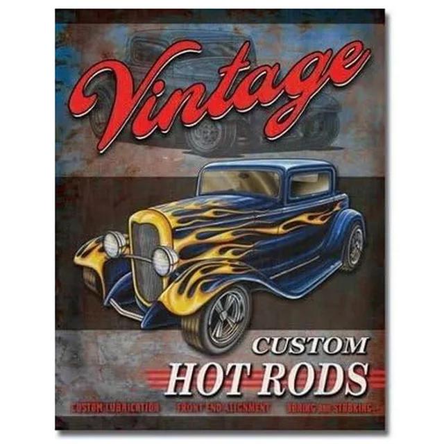 Vintage Pinup Girl Hot Street Rods Garage Full Service Route  Auto Mechanics Metal Tin Sign for Rural Wall Decor  Retro Poster P