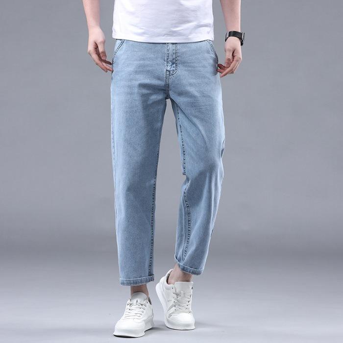 New Summer Pure Cotton Loose Straight Business Middle-aged and Young Men's Jeans
