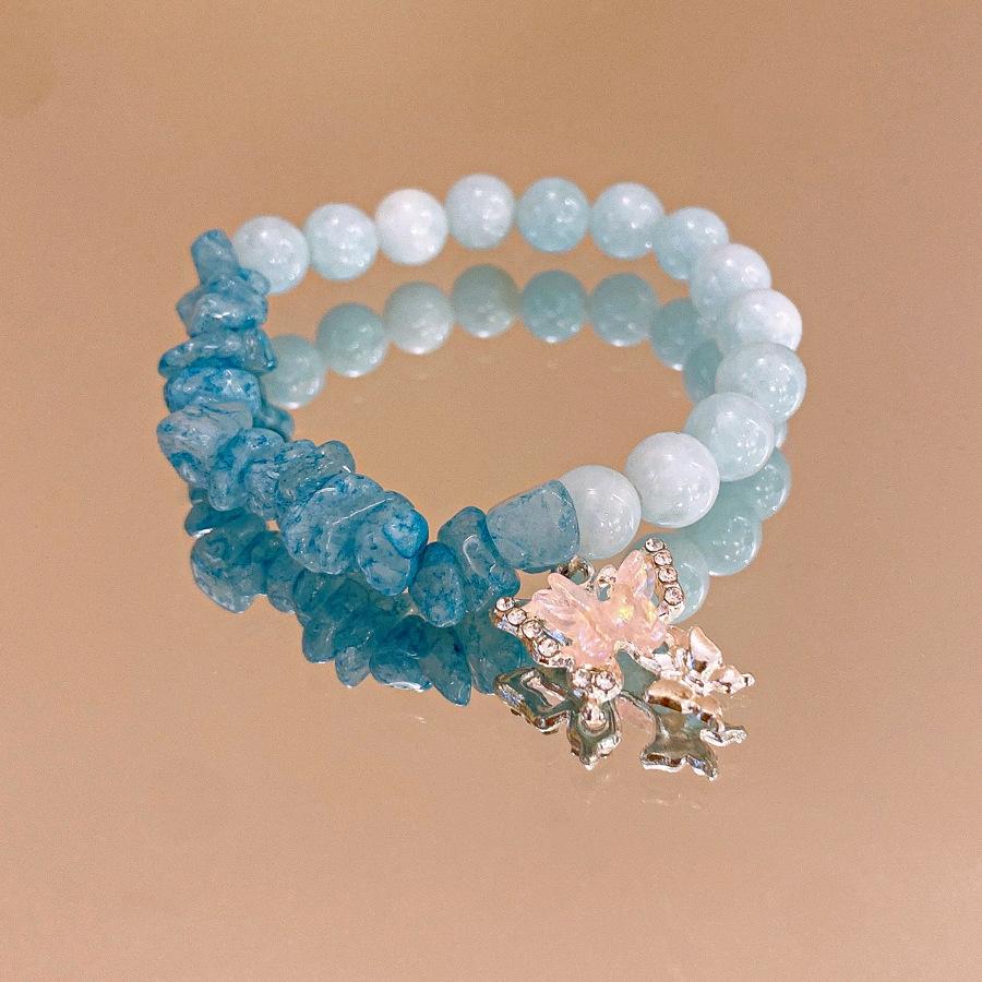 Crystal Butterfly Beaded Bracelet Women's Light Luxury Girlfriend Gift Birthday Bracelet High Value Student Party Exquisite Jewelry