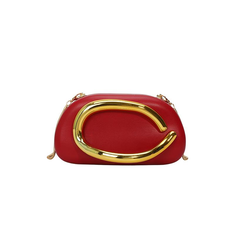 Women PU Leather Trendy Clutch Purses with Chain Metal Decoration Evening Bag Hand-held Shoulder Clutch Bag for Evening Dinner