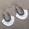 1pair Vintage Zinc Alloy Round Ball Decor Sector Drop Earrings For Women For Gift CLE