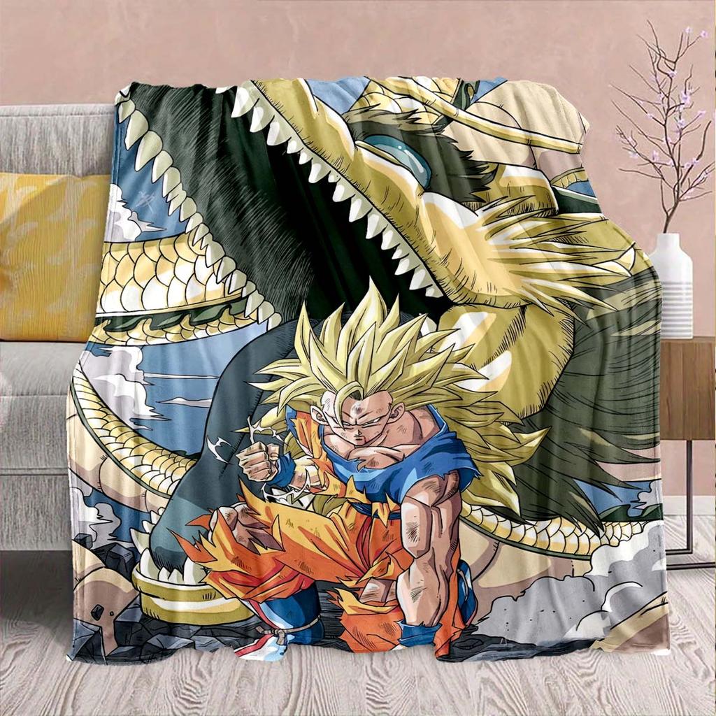 Dragon Ball Anime Flannel Blanket - Soft Warm Perfect for Sofa, Bedding Camping Travel Office Home Decor