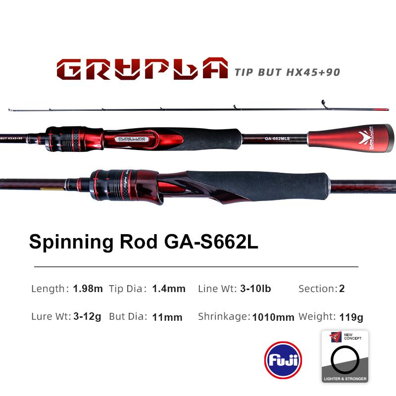 PURELURE GRUPLA Spinning Casting Rod High Carbon Universal Long Throwing Fishing Rod in FUJI Accessories Fast