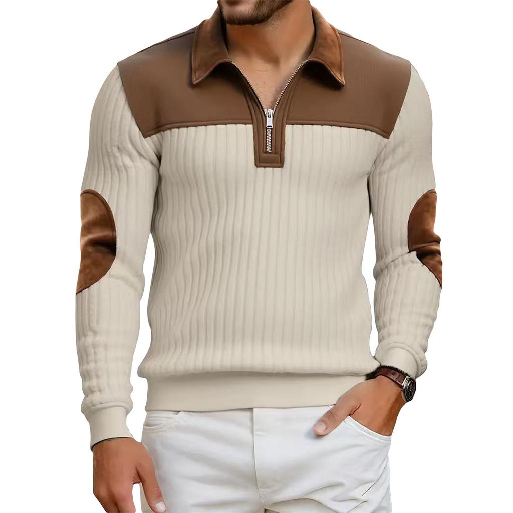 Men's Color,Blocked Button Lapel Long Sleeve Top Men's Casual Fashion Long Sleeve Top