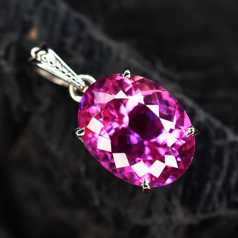 Natürlicher oval geschliffener rosa Rubin Anhänger 925 Sterlingsilber 29 ct Edelstein ZERTIFIZIERT my.pd-21-k