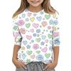 Children's Printed Round Neck Seven Quarter Sleeve Casual T-shirt