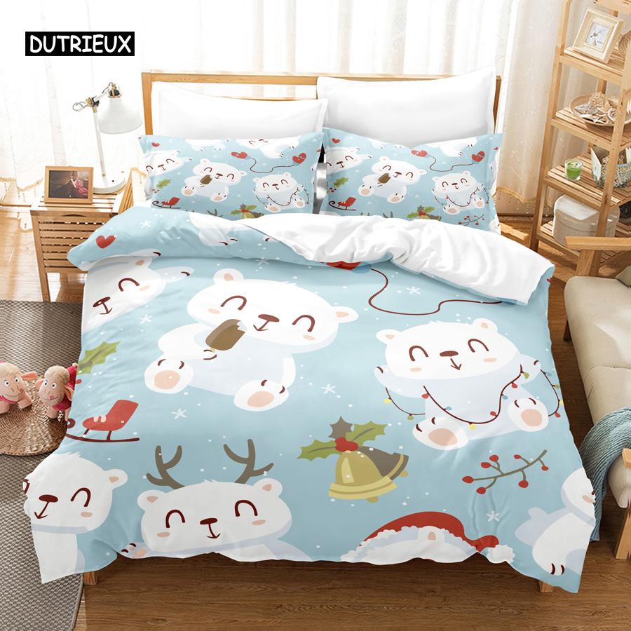 

Christmas Quilt Cover Kit Merry Christmas Happy Fresh Year Bed Linen Kit for Kids Teens Gifts Bedroom Decoration Cover Gift EU single(135x200cm)