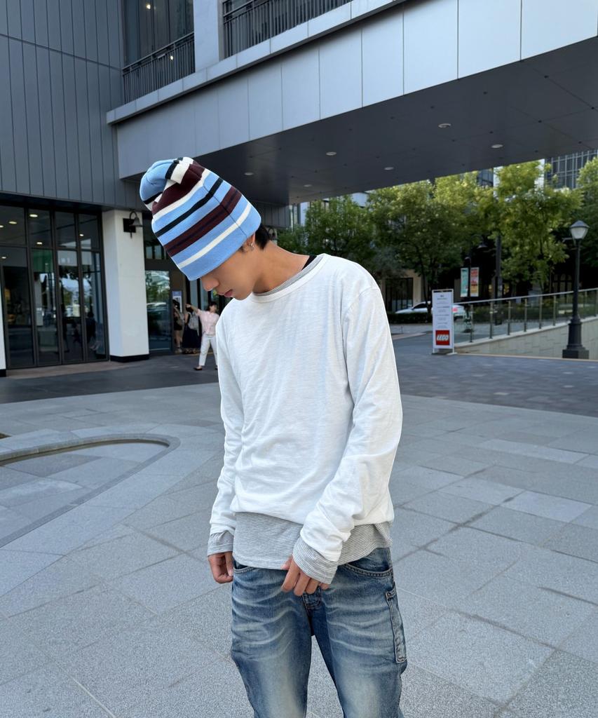 SUPERSUB Striped Color Block Layered Long Sleeve T-Shirt 3 Colors