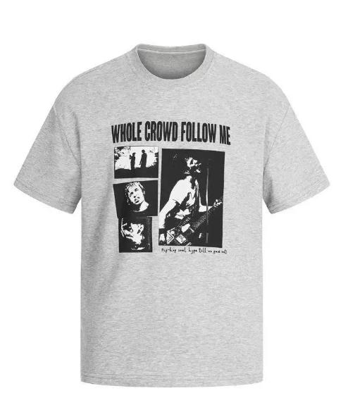 American Casual Style Band Print ShortSleeved TShirt For Unisex LooseFitting And Versatile Trendy Casual TShirt Top S