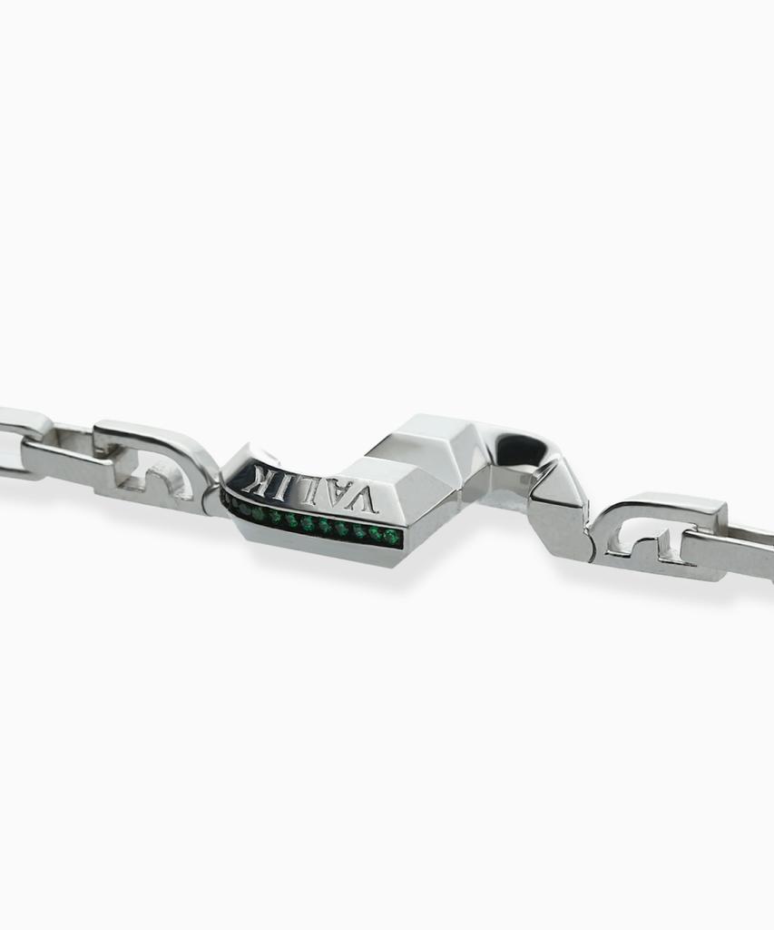 Valik [925 Silver] No.45 Signature Line-Setting Toggle Bar Bracelet Ver.Green