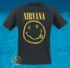 New Nirvana Smile Classic Smiley Grunge Black Vintage Mens T-shirt