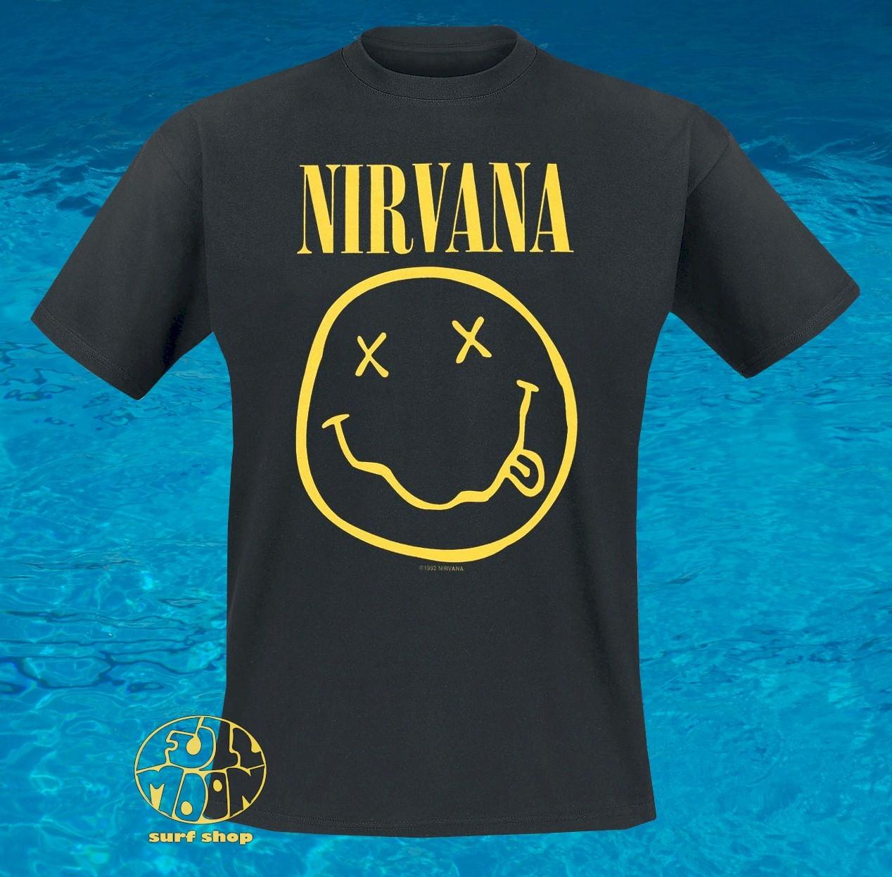 New Nirvana Smile Classic Smiley Grunge Black Vintage Mens T-shirt S