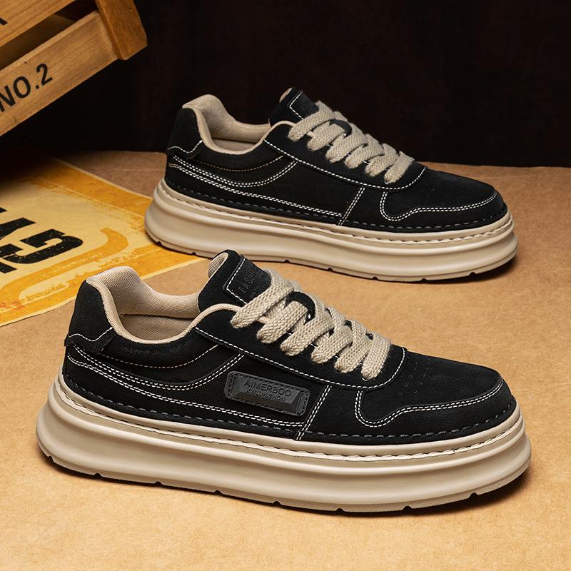 Shoes autumn new thick-soled heightening casual shoes black board shoes low-top lace-up sneakers 39