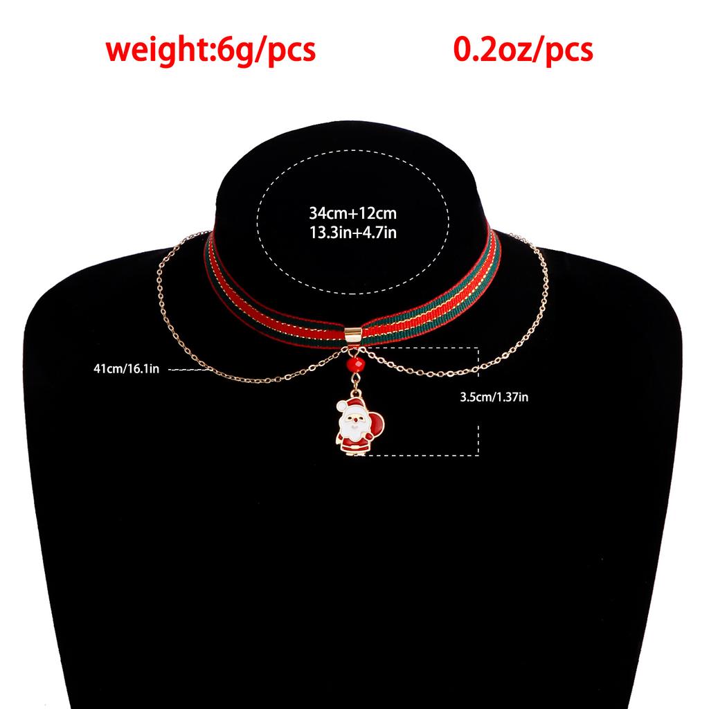 Ornament Christmas Gift Cartoon Drip Santa Necklace Webbing Necklace Christmas