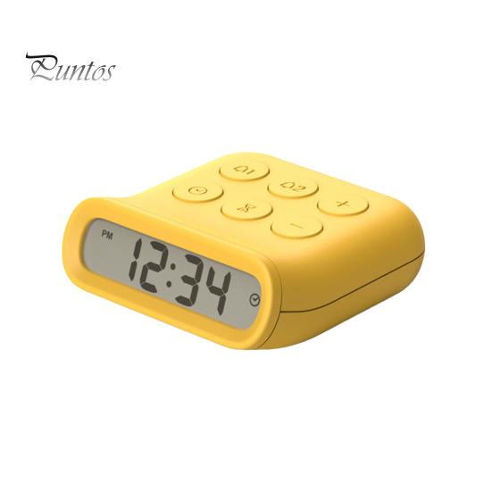 

Электронный будильник с двумя будильниками, функцией повтора сигнала, подсветкой, регулируемой громкостью, питание от батареек, небольшой цифровой будильник жёлтый