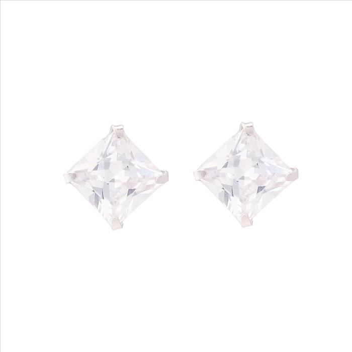 Boucles D'oreilles Essentielles En Argent 925 Et Zirconium Rhodié Brillant