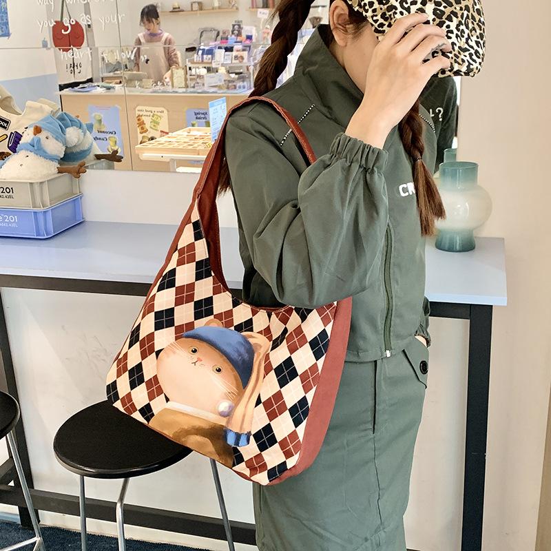 

Европейская и американская сумка через плечо из холста, переносная сумка через плечо для студентки колледжа, литературная и простая ретро-сумка из холста большой вместимости 32*10*27