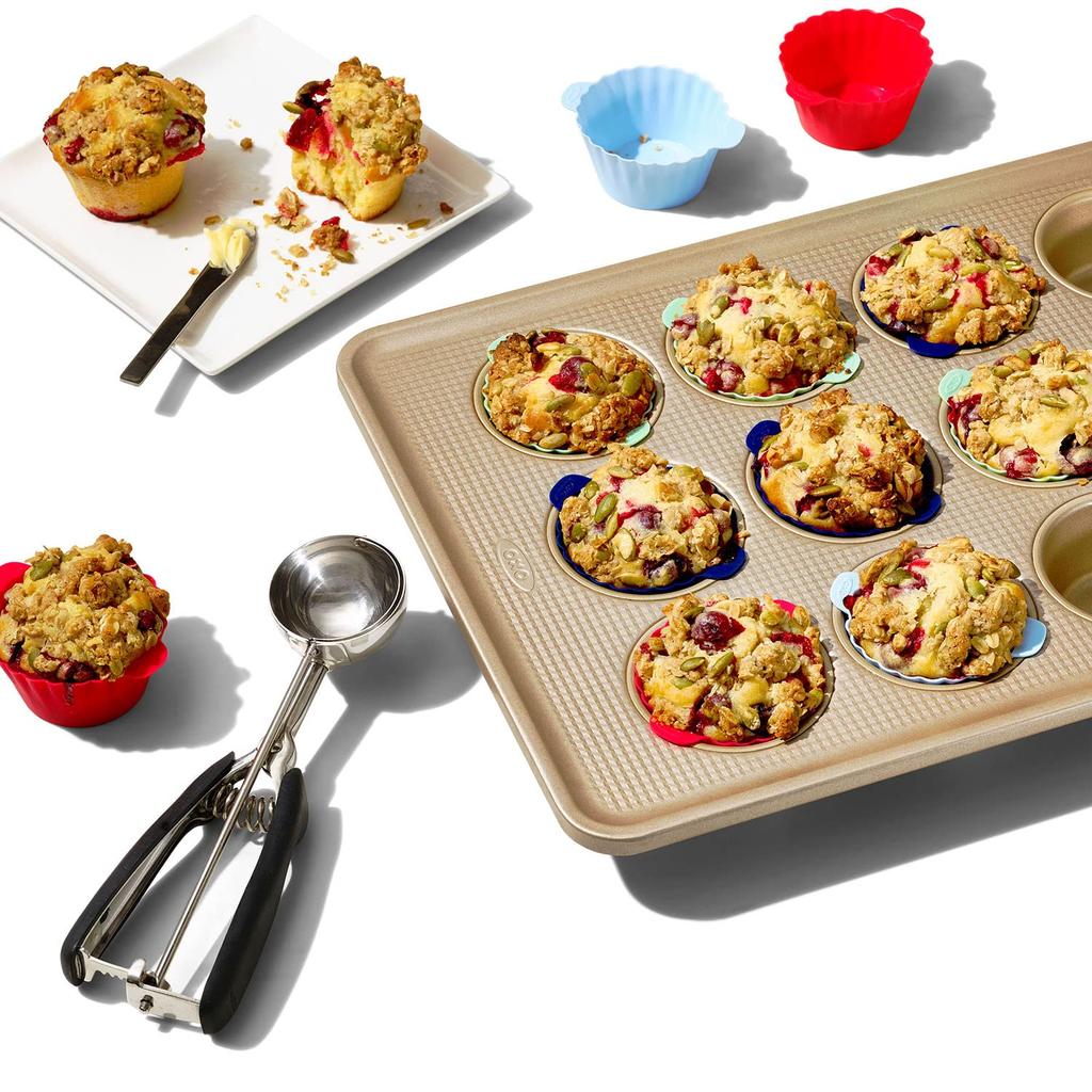 OXO Silicone Baking Muffin and Cake Set of 12 Cups, Molds,