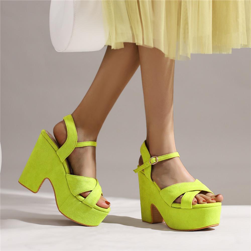 Mode 2025 Neuer Böhmischer Stil Urlaub High Heels Sommer Knöchelriemen Schnalle Party Sandalen Plateau Keilschuhe Damengröße 34-43