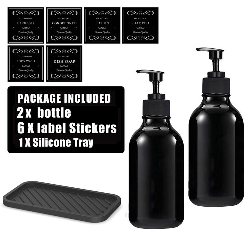 500ml Shampoo and Conditioner Shower Soap Bottle with Label Apothecary Lotion Wall Mount Pump Soap Dispenser