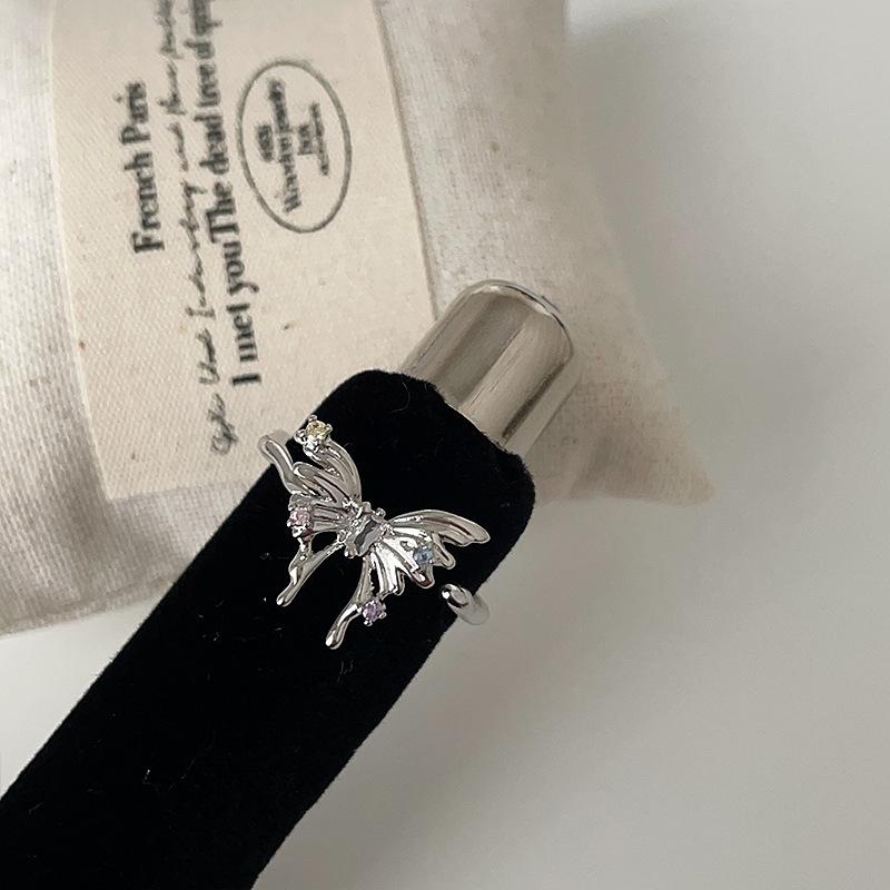 

Кольцо Niche Design Sense Zircon Butterfly Open Ring для женщин с холодным ветром, изысканное, модное, индивидуальное, универсальное кольцо