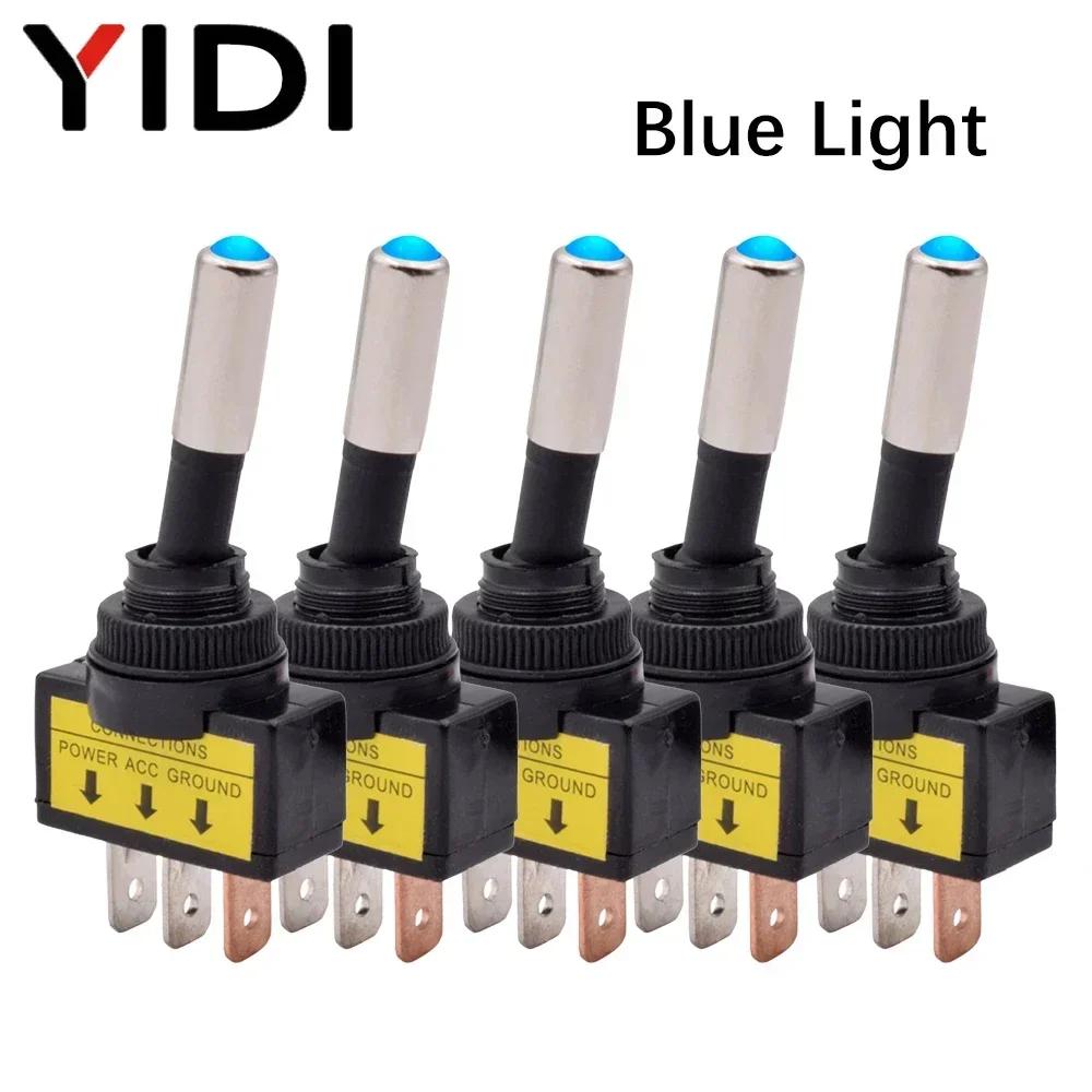 5/10pcs 12mm Auto Car Illuminated Toggle Switch ASW-15D SPST 2 Position 3pin ON OFF 12V 24V DC Red Green Blue Yellow White LED