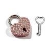 Compact Mini Wooden Jewelry Box with Love Wish Keyed Padlock Heart Shaped Lock for Rings Earrings Travel Girls Gift