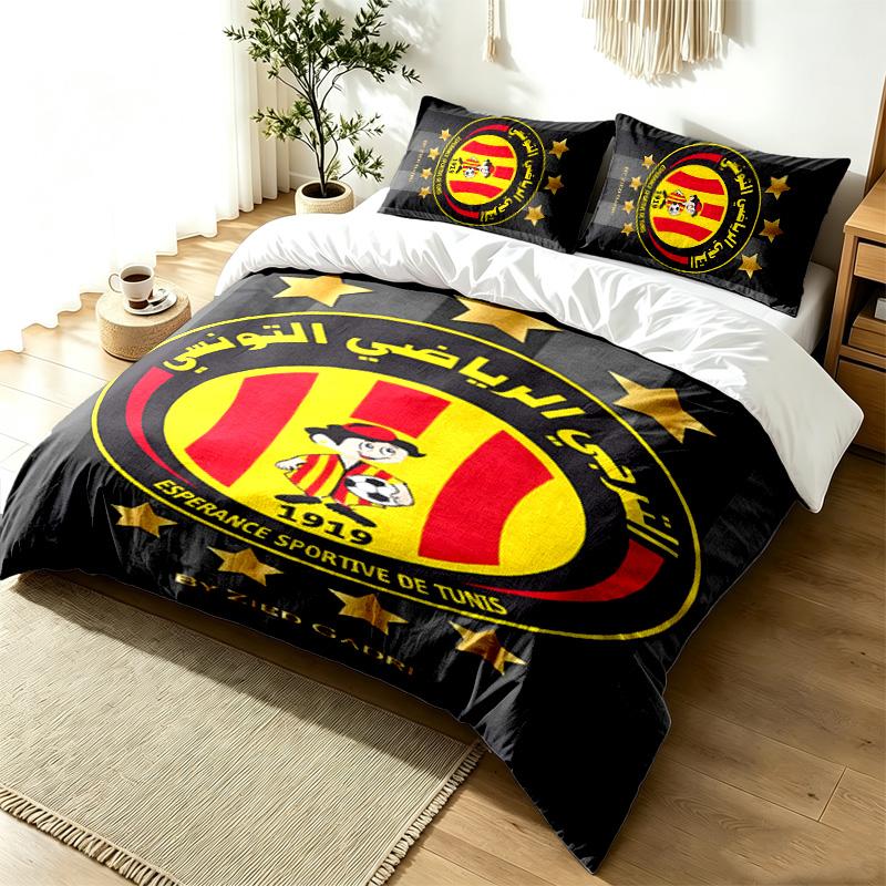 Espérance Sportive de Tunis 3pc Duvet Cover Set Simple Modern Bedding Set Wrinkle Resistant Soft Fabric All Season Use a perfect gift