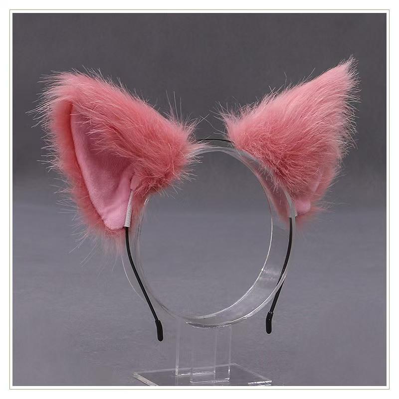 Diadema y pinzas con orejas de animales: Gato, zorro, perro lobo con cascabeles: accesorios para el cabello de cosplay para mujeres.