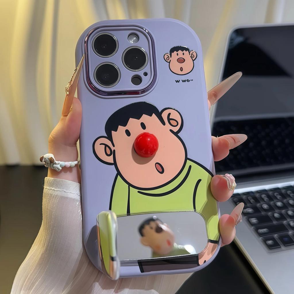 Fat Tiger Red Nose Bracket Suitable for Apple 16/17Promax Mobile Phone Case IP15 Little Fat Girl 14Pro Personality 13