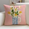 Elegant Flower arrangementS Cushion Cover Breathable and Skinfriendly Linen Pillowcase Square Removable and Washable Cushion