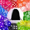10/30PCS 14mm Colorful Transparent Dice with Velvet Bag Board Game Dice for Bar Tabletop RPG D&D Party Games Rounded Edge TMZ