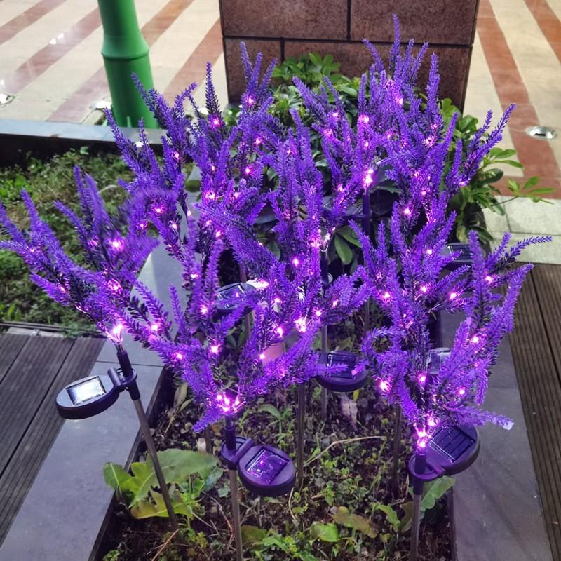 LED Solar Lavender Lamp Outdoor Waterproof Lawn Light Yard Garden Decoration Path Lighting Decor Solar Power Light