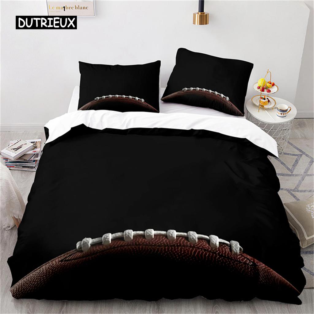 Twin Boy Sports Duvet Cover Football Bedding Set Microfiber Ball Sport Comforter Cover For Kids Teen Men Gifts Bedroom Decor