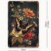 Vintage Botanical Butterfly Metal Wall Art 8x12 Inch Floral Scroll Panel