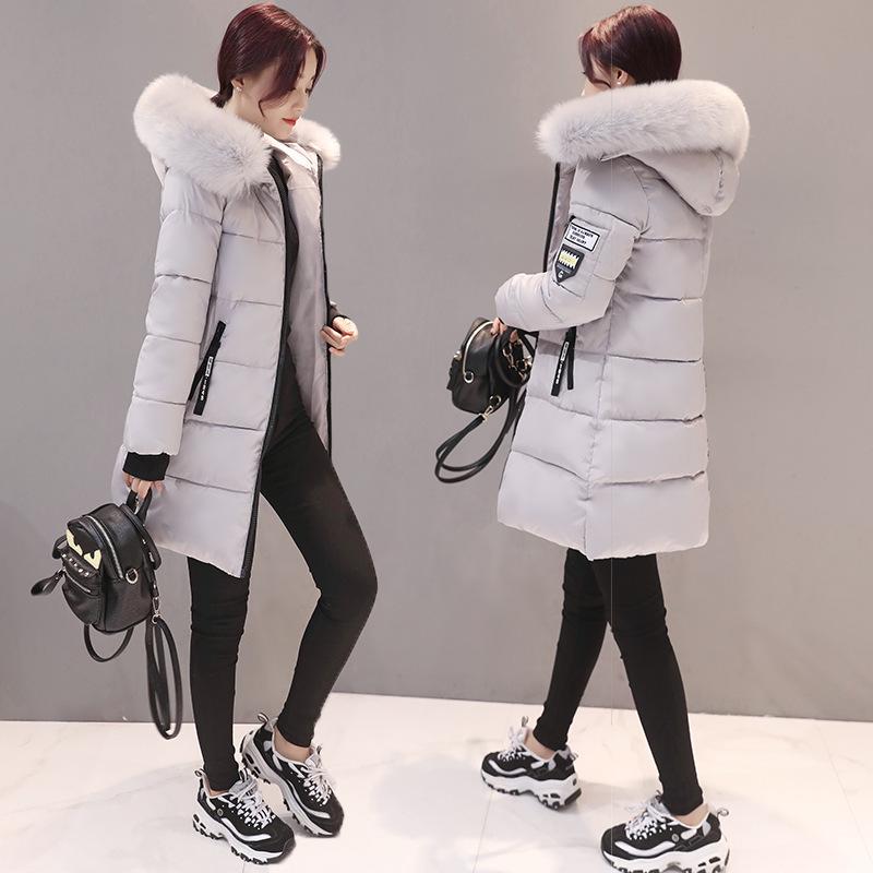 Women's Mid-Length Korean Style Hooded Cotton Coat - Winter Fashion, Slim Fit, Large Size