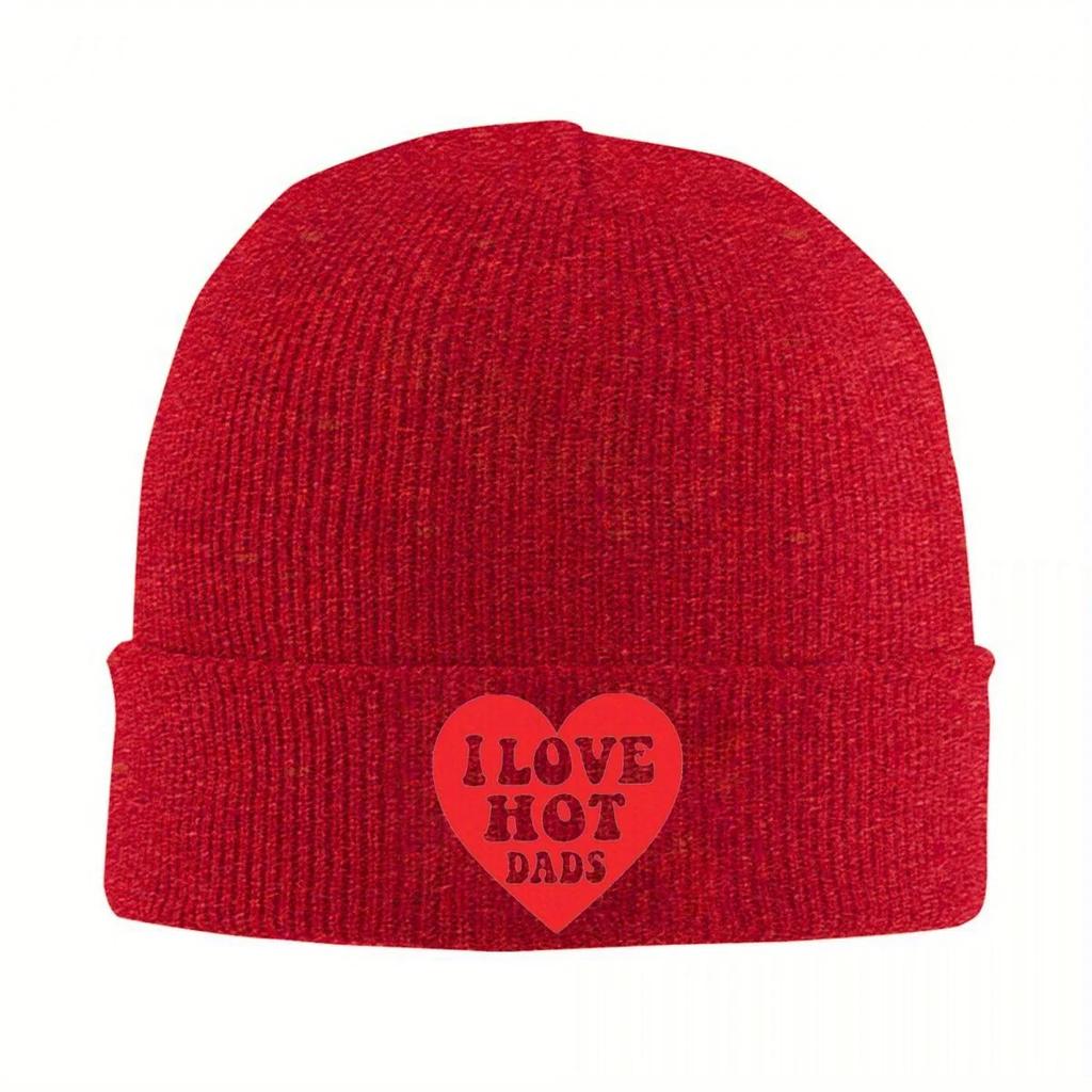 New I Love Hot Dads Knitted Hat Beanie Autumn Winter Hat Warm Casual Caps For Unisex Women