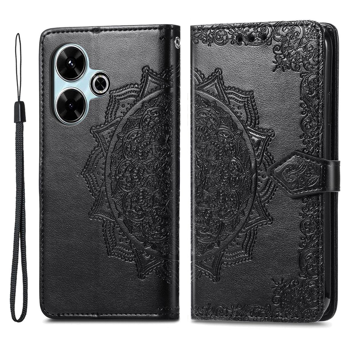 

Для Xiaomi Redmi 13 5G/13 4G Чехол Кожаный Чехол для Телефона Дизайн Мандала с Тиснением A